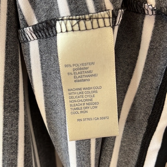 Rafaella Size Large Black and White Striped Tank with Neck Tie - Picture 5 of 7